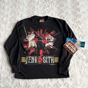 Vintage Star Wars Tee Youth Medium Black Jedi vs Sith Comic Single Stitch NWT